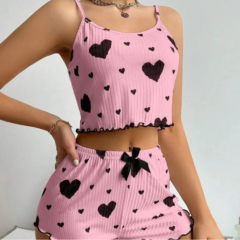 Heart Print Pajama Set