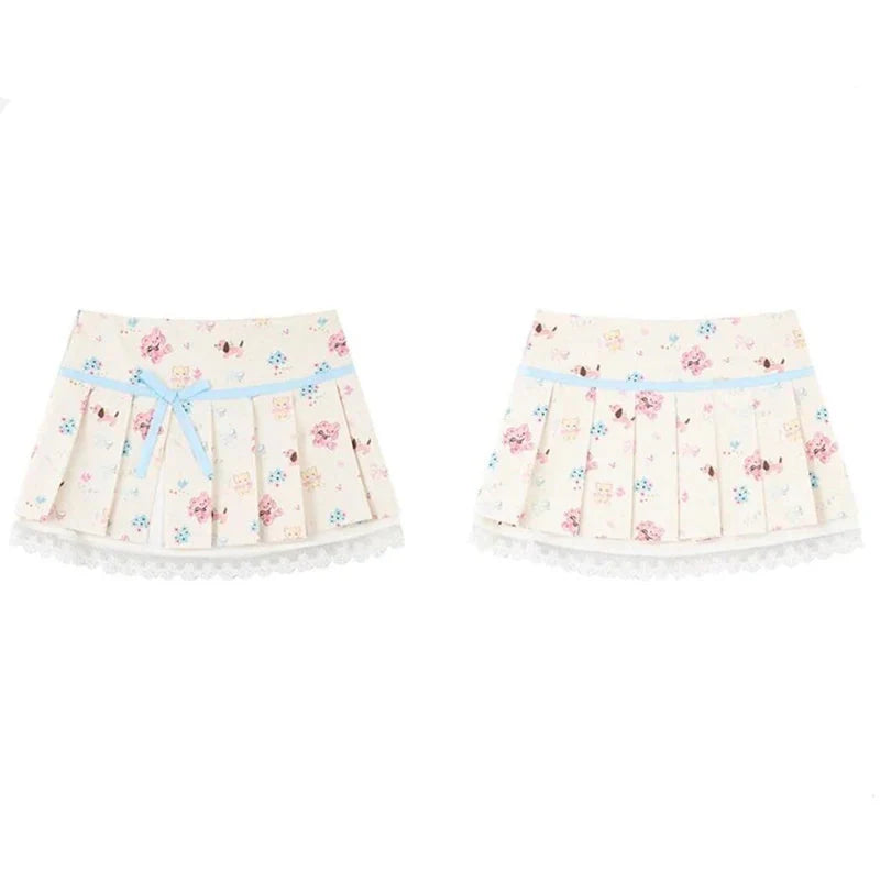 Animal Print Pleated Mini Skirt