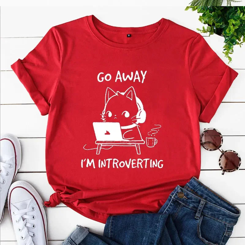 Go Away I'm Introverting Cat Graphic Tee