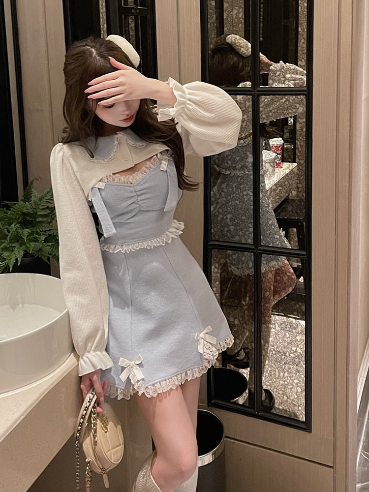 Lace Mini Dress & Cardigan Set