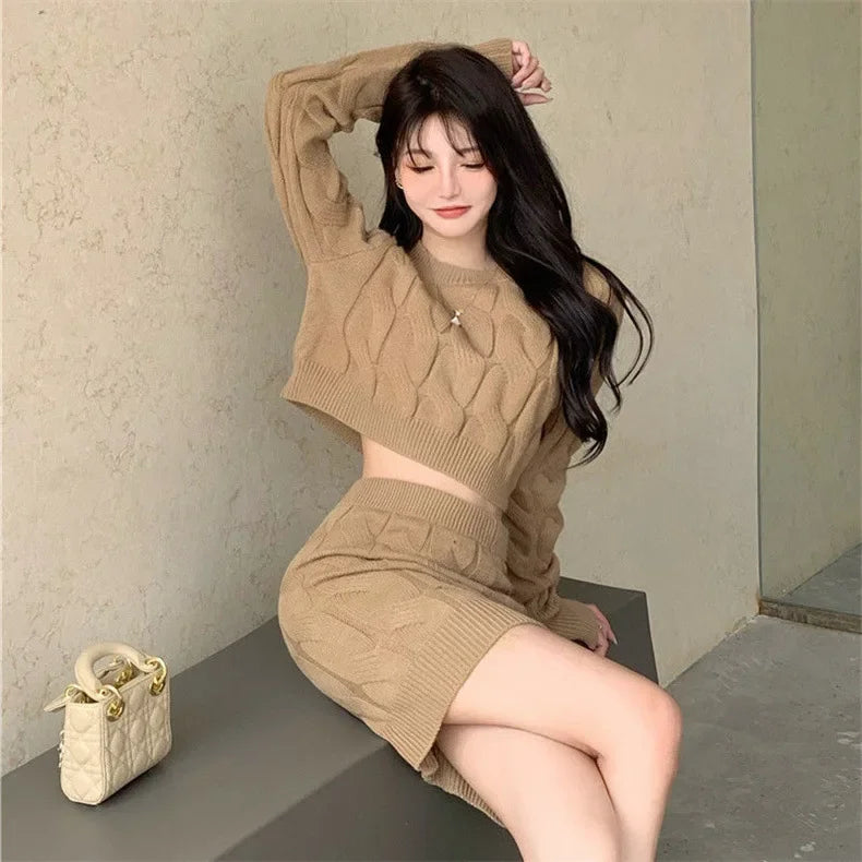Twist Knit Sweater & Skirt Set