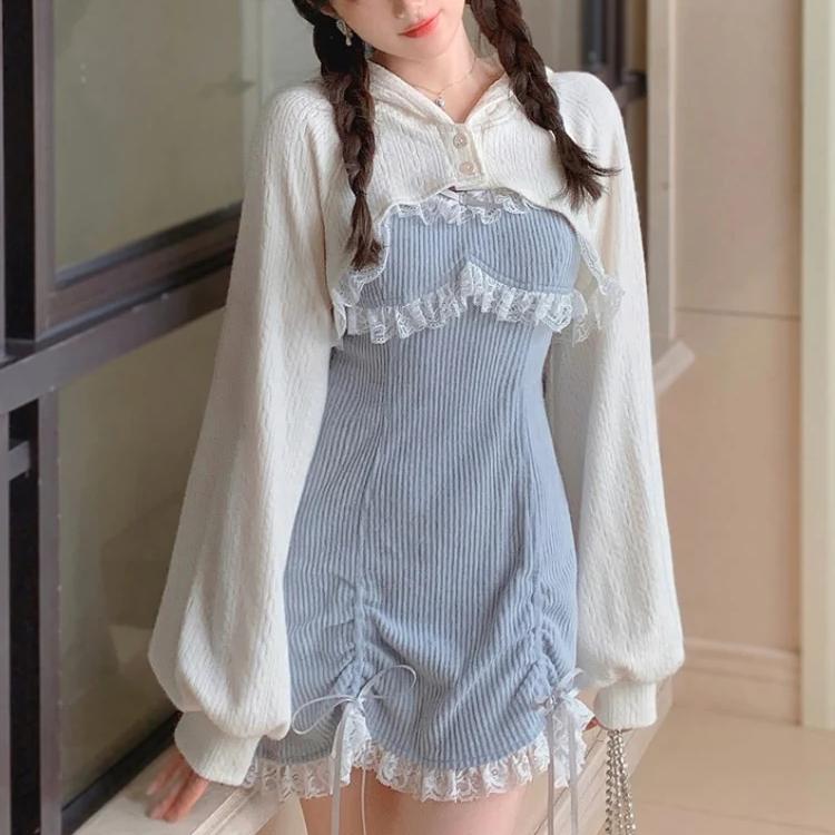 Lace Mini Dress & Cardigan Set