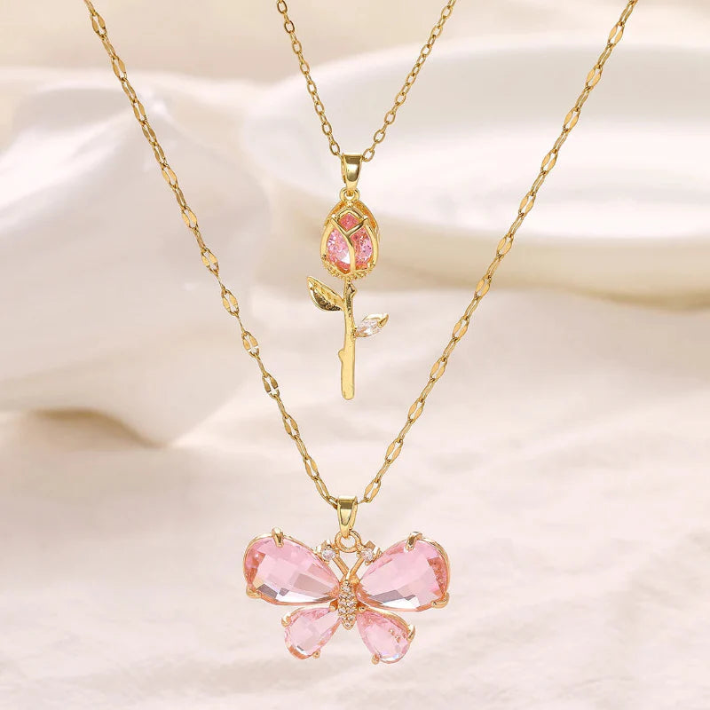 Butterfly Rose Necklace