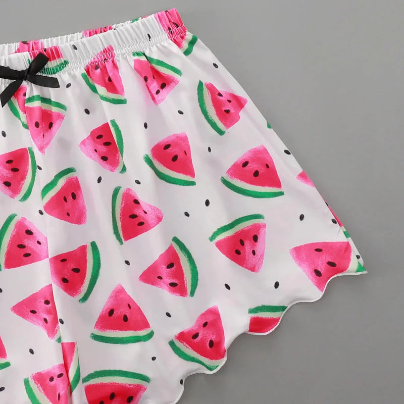 Watermelon Print Crop Top Pyjama Set