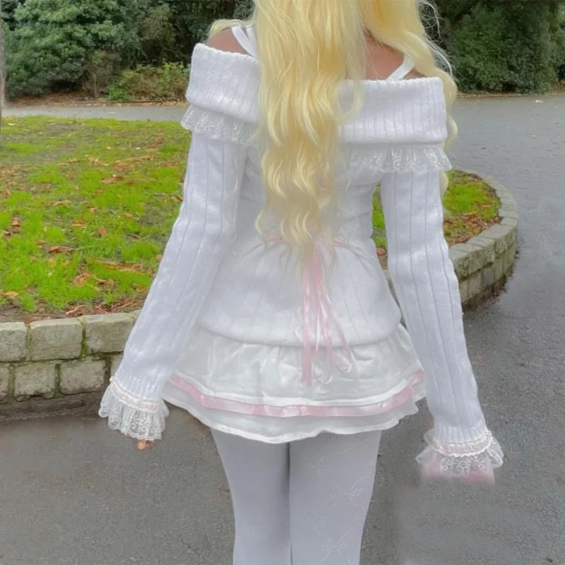 Off-Shoulder Ribbon Sweater