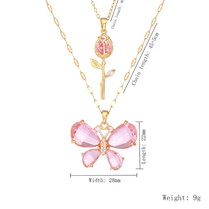 Butterfly Rose Necklace