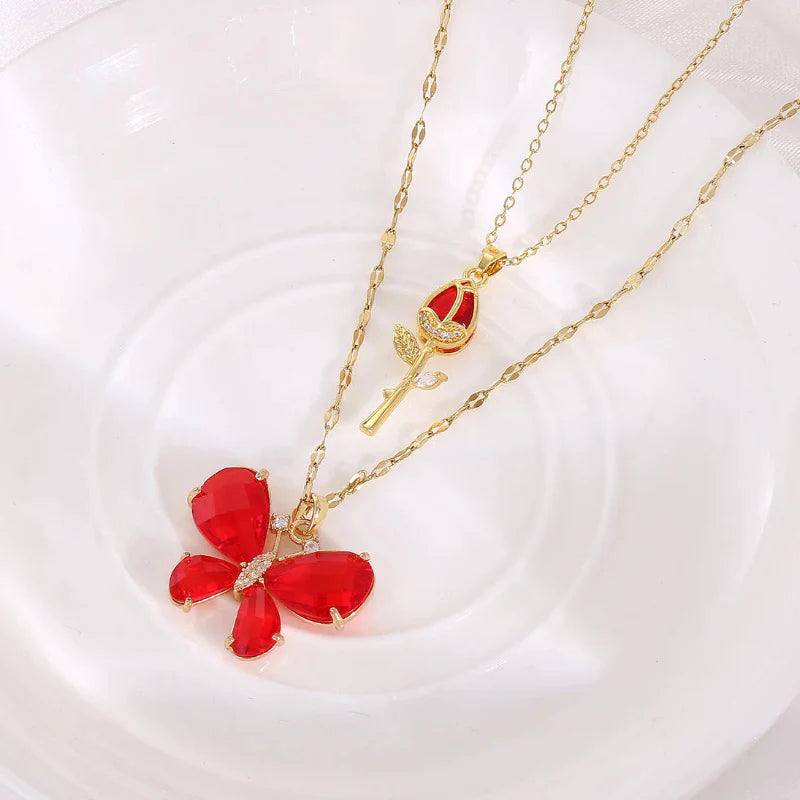 Butterfly Rose Necklace