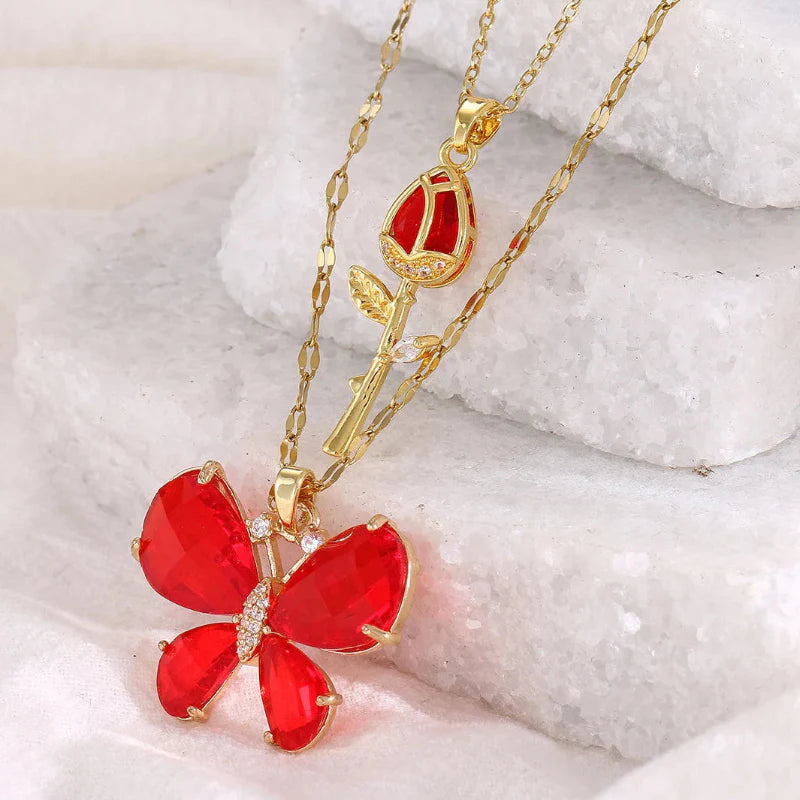 Butterfly Rose Necklace