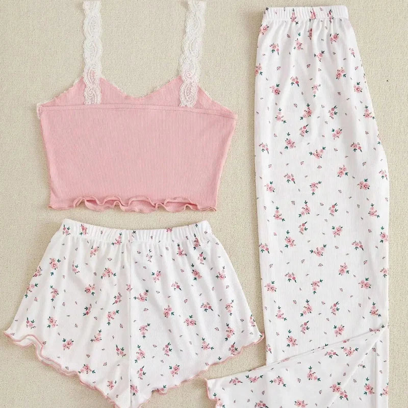 Pink & White Floral Pajama Set