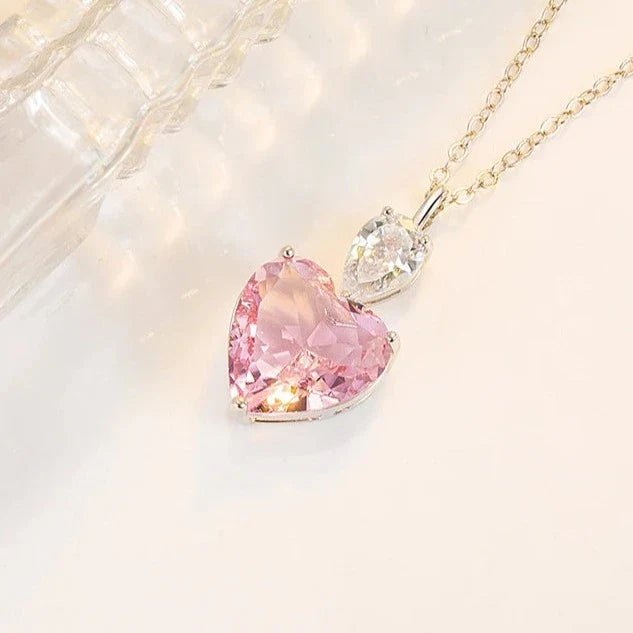 Pink Zircon Heart Necklace