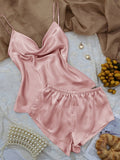 Silk-Feel Camisole & Shorts Pyjama Set