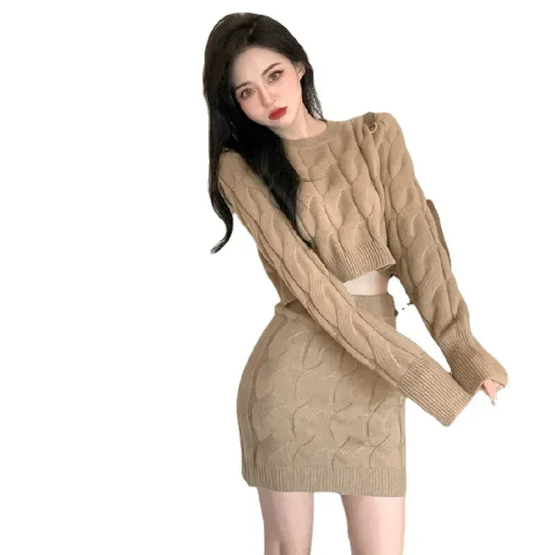 Twist Knit Sweater & Skirt Set