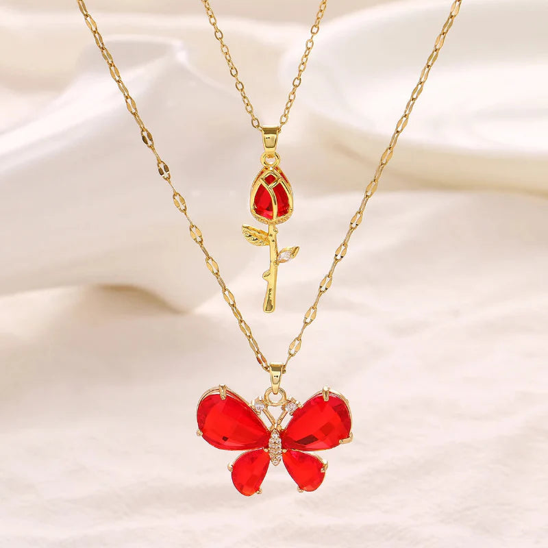Butterfly Rose Necklace