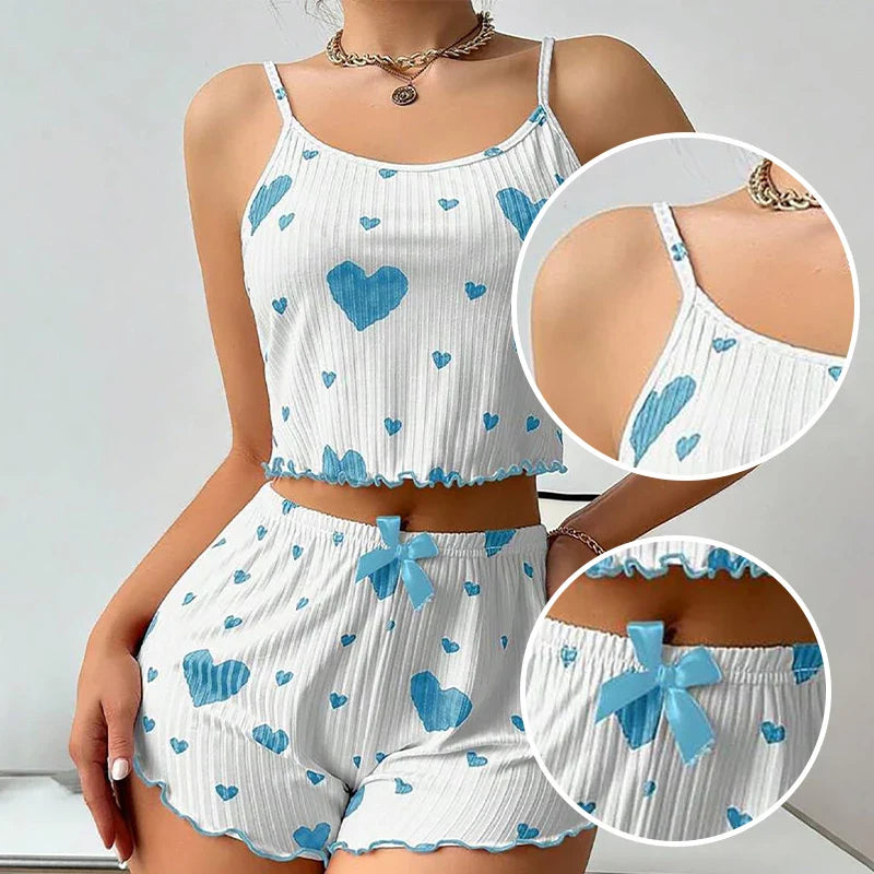 Heart Print Pajama Set