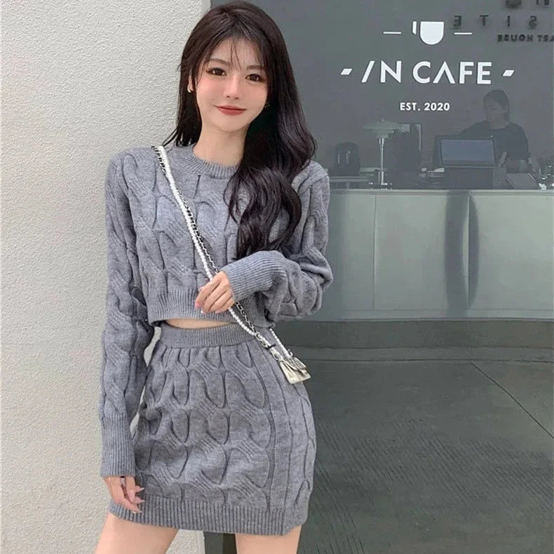 Twist Knit Sweater & Skirt Set