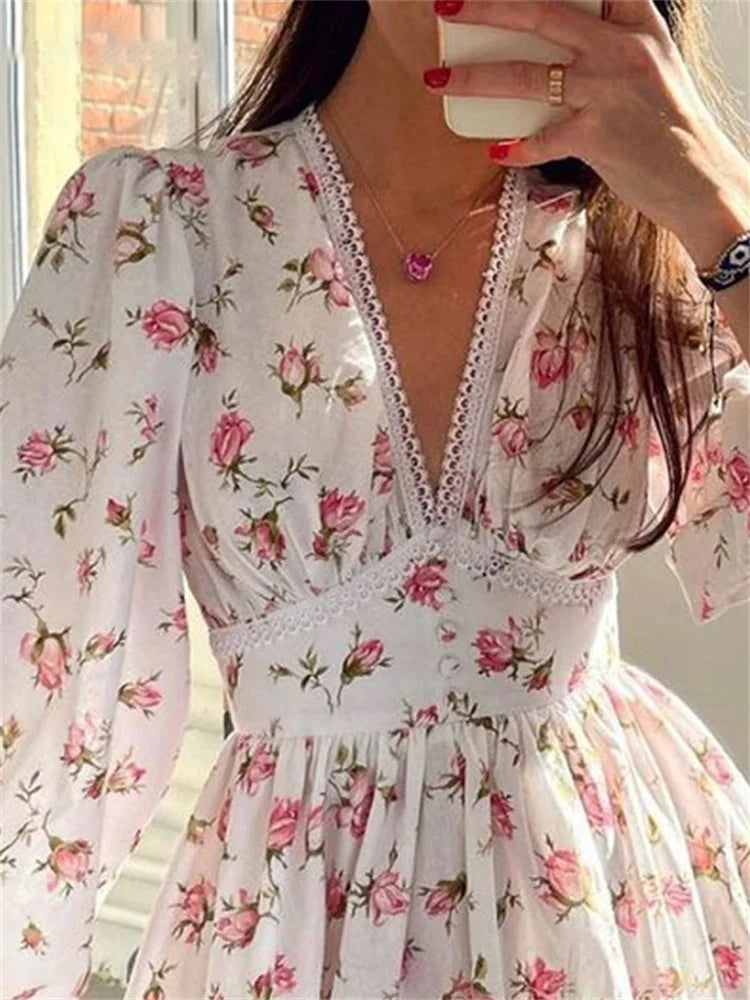 Floral Long Sleeve Mini Dress