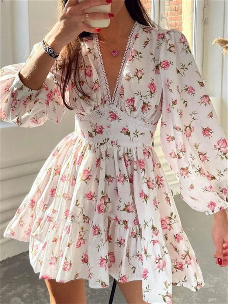 Floral Long Sleeve Mini Dress
