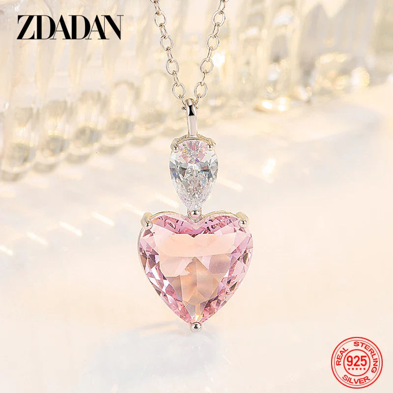 Pink Zircon Heart Necklace
