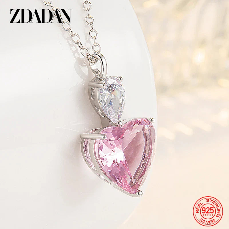 Pink Zircon Heart Necklace