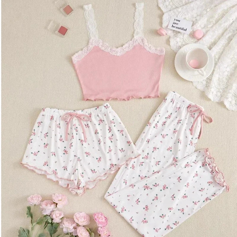 Pink & White Floral Pajama Set