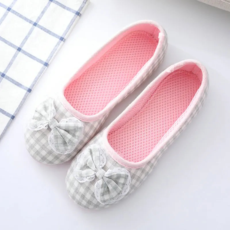 Gingham Cotton Slippers
