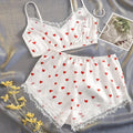 Heart Print Crop Top Pajama Set