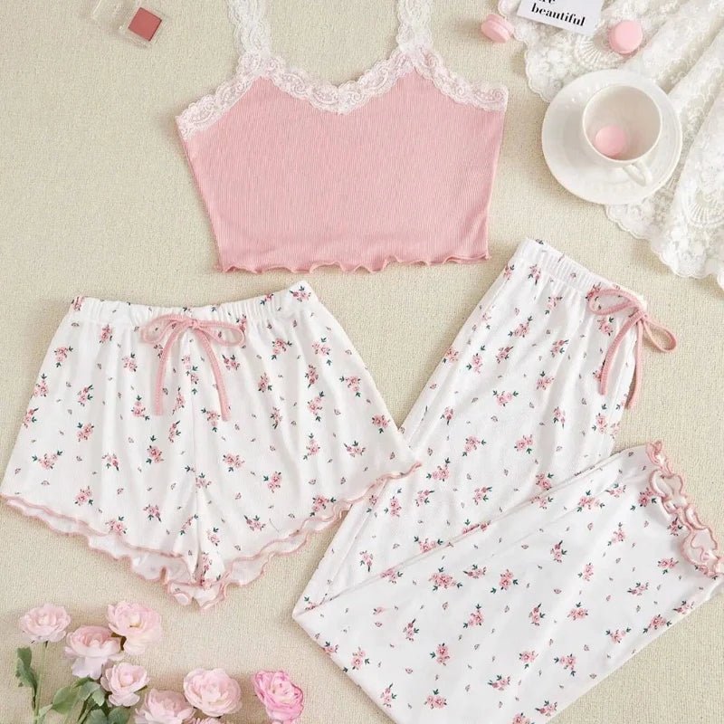 Pink & White Floral Pajama Set