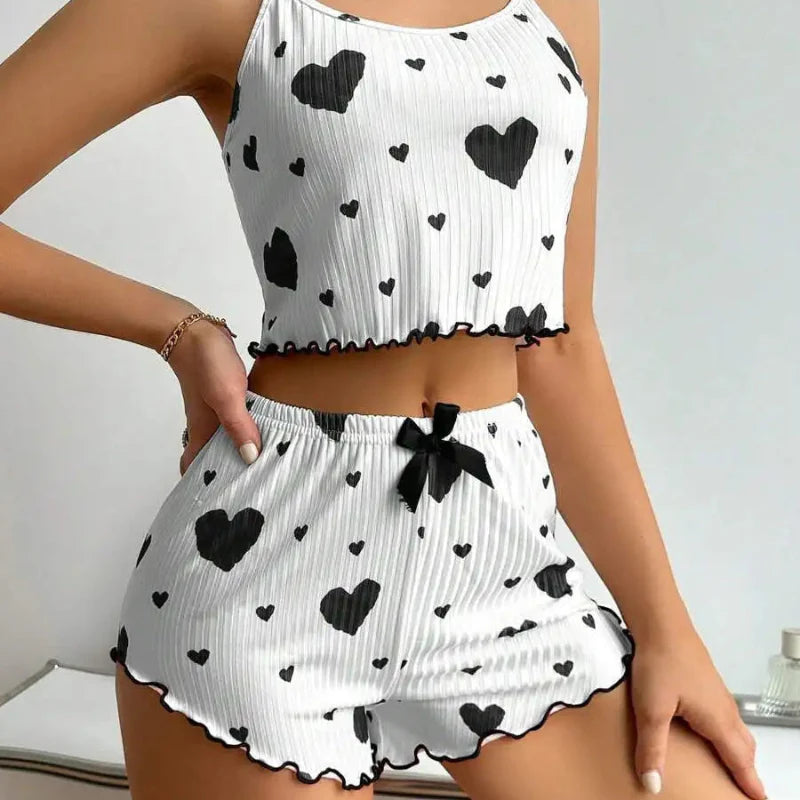 Heart Print Pajama Set