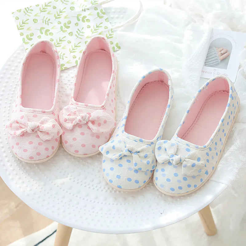 Polka Dot Cotton Slippers