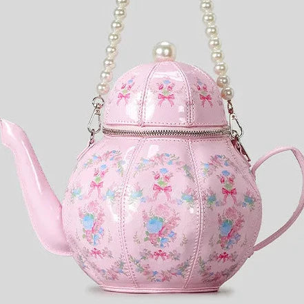 Tea Party Faux Pearl Strap Bag