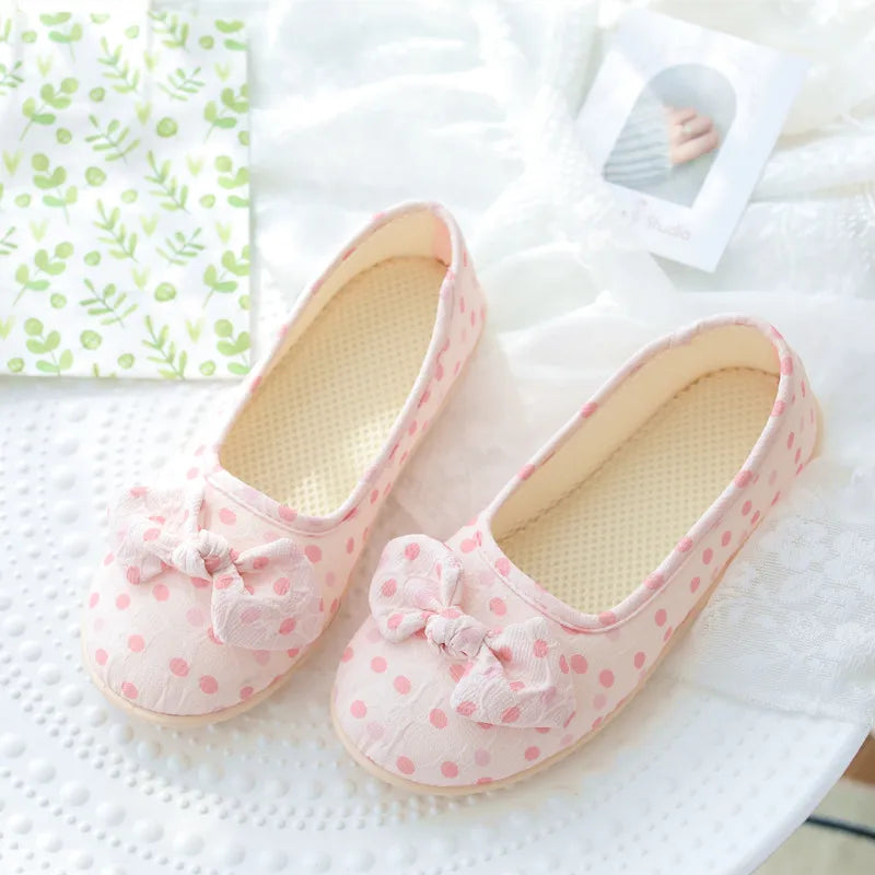 Polka Dot Cotton Slippers
