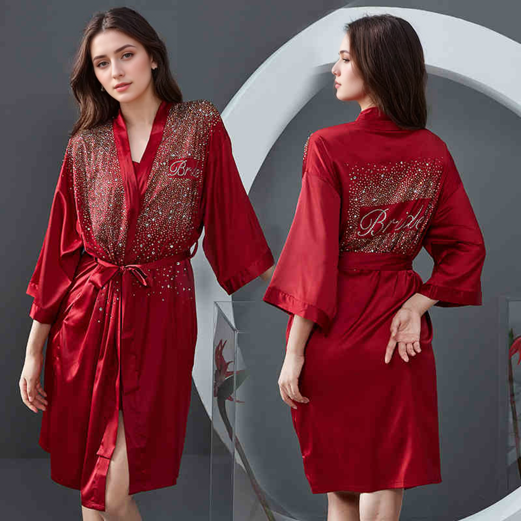Rhinestone Satin Bridal & Bridesmaid Robe