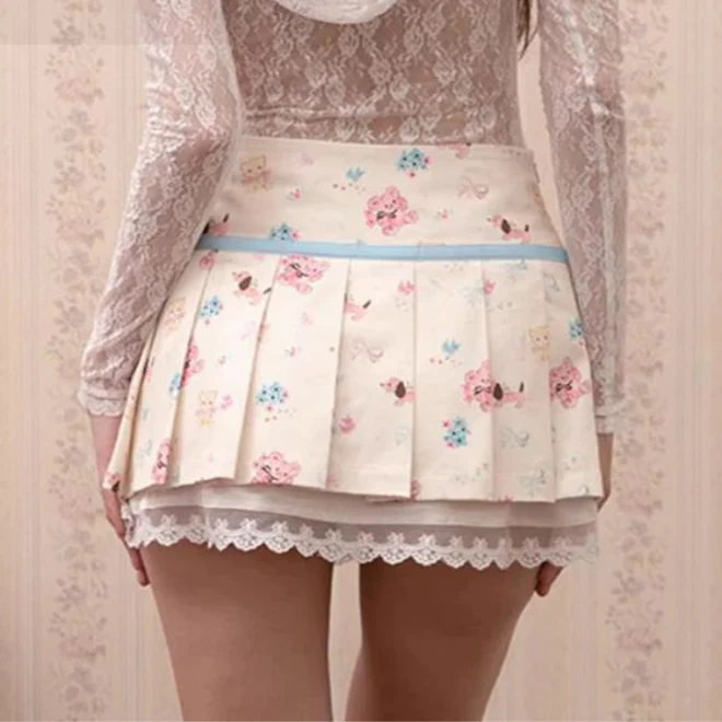 Animal Print Pleated Mini Skirt