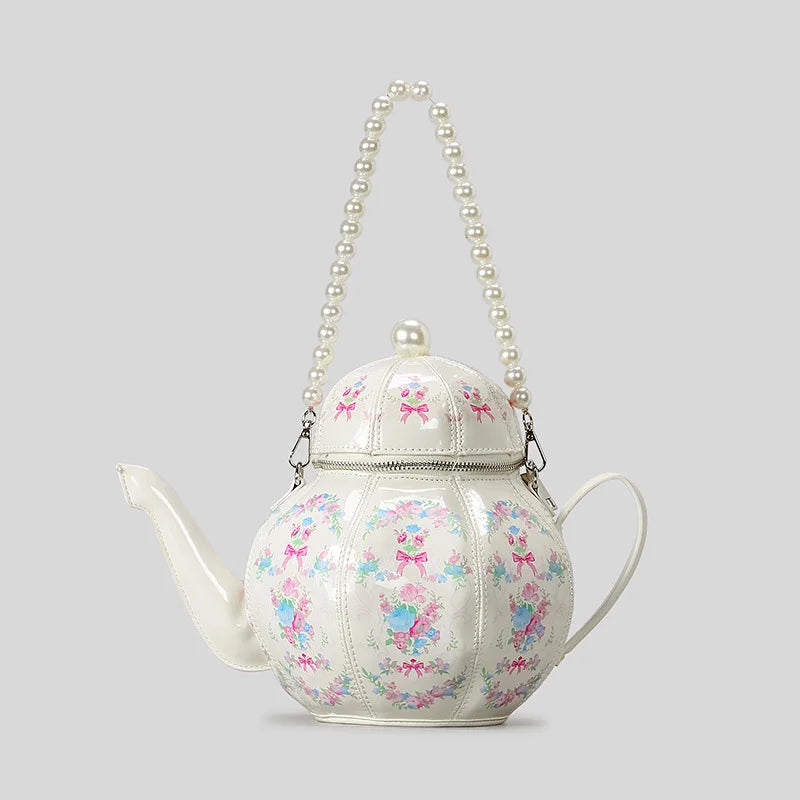 Tea Party Faux Pearl Strap Bag
