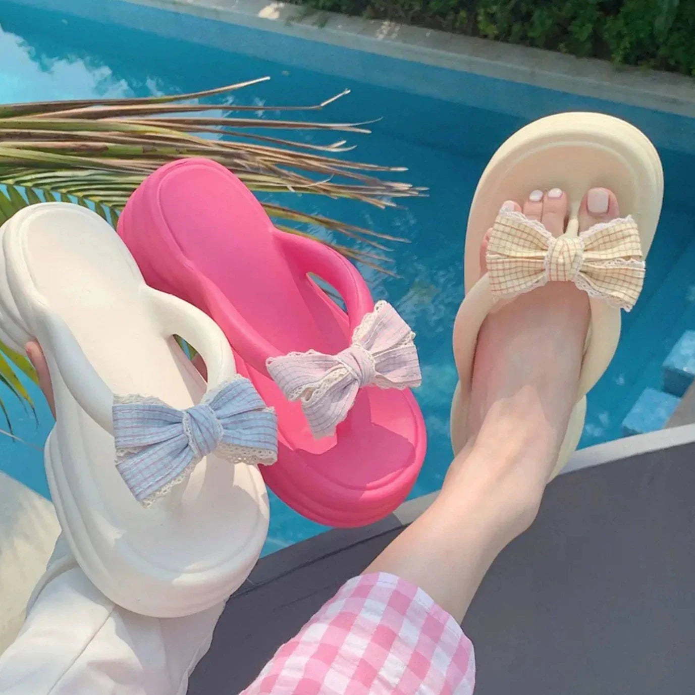 Bow Detail Block Heel Sandals