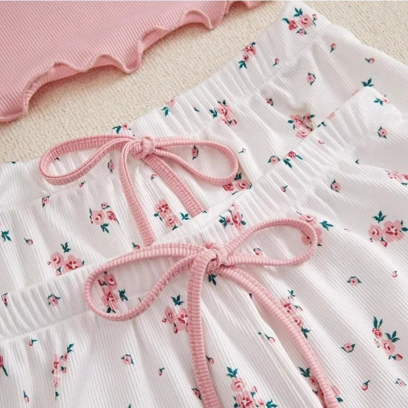 Pink & White Floral Pajama Set