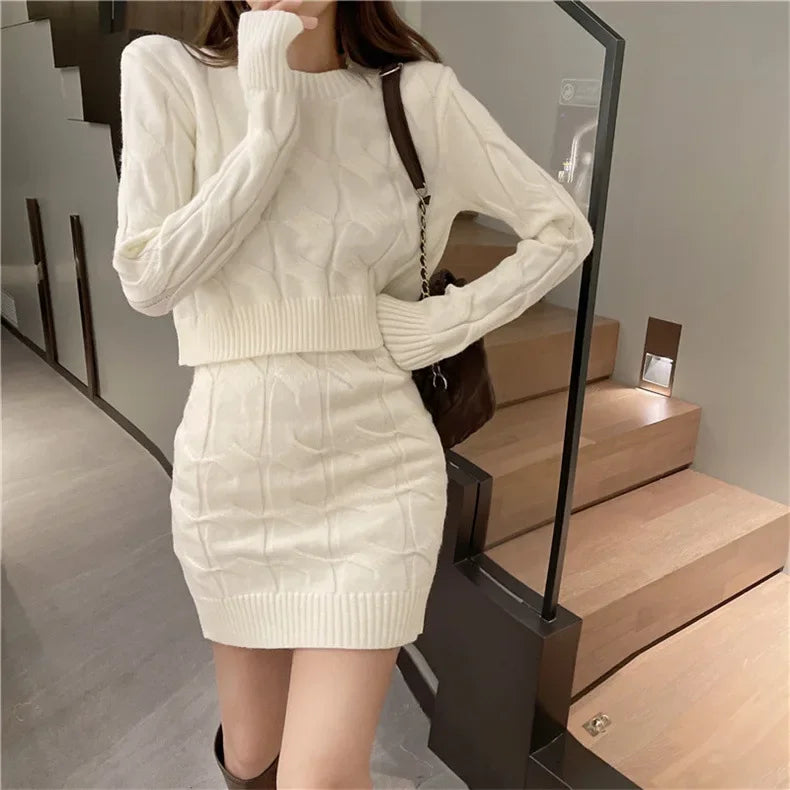 Twist Knit Sweater & Skirt Set