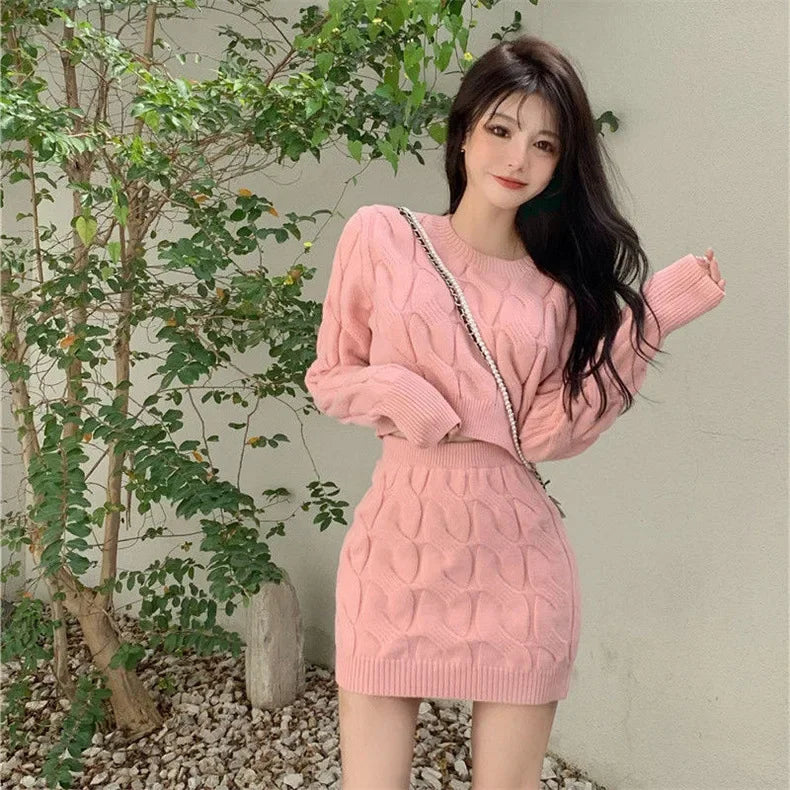 Twist Knit Sweater & Skirt Set