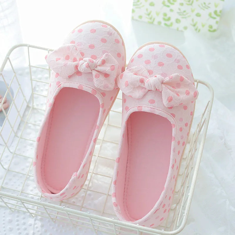 Polka Dot Cotton Slippers