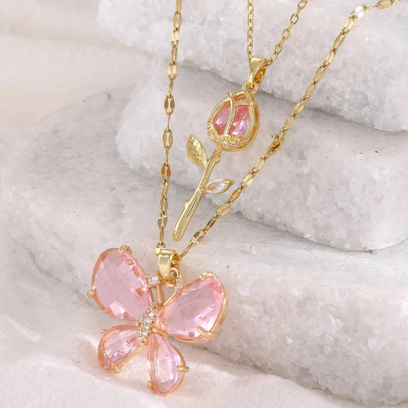 Butterfly Rose Necklace