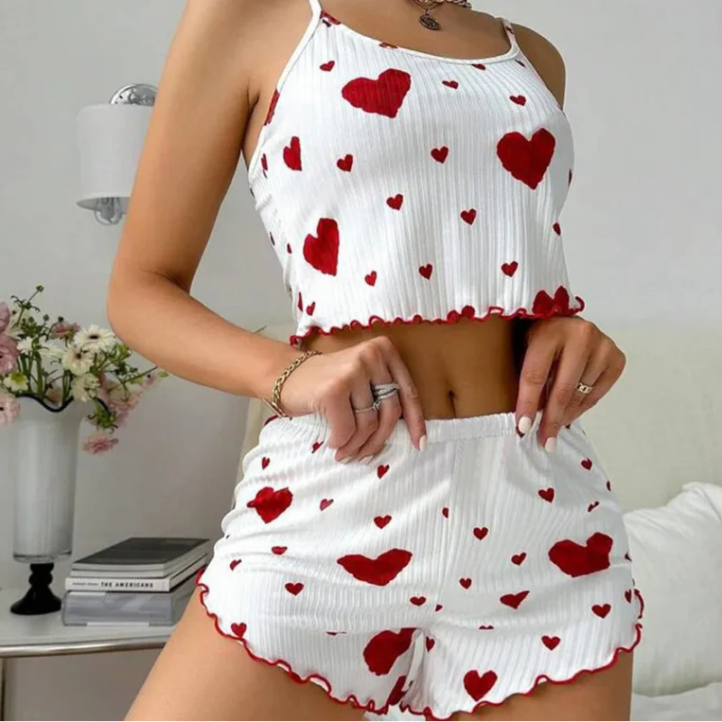 Heart Print Pajama Set