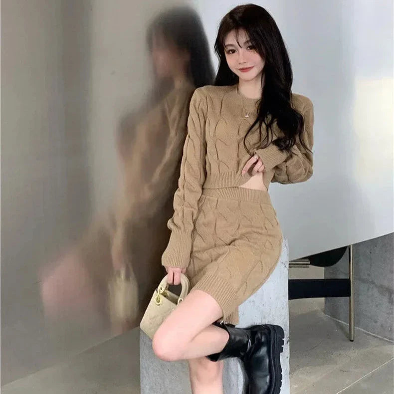 Twist Knit Sweater & Skirt Set