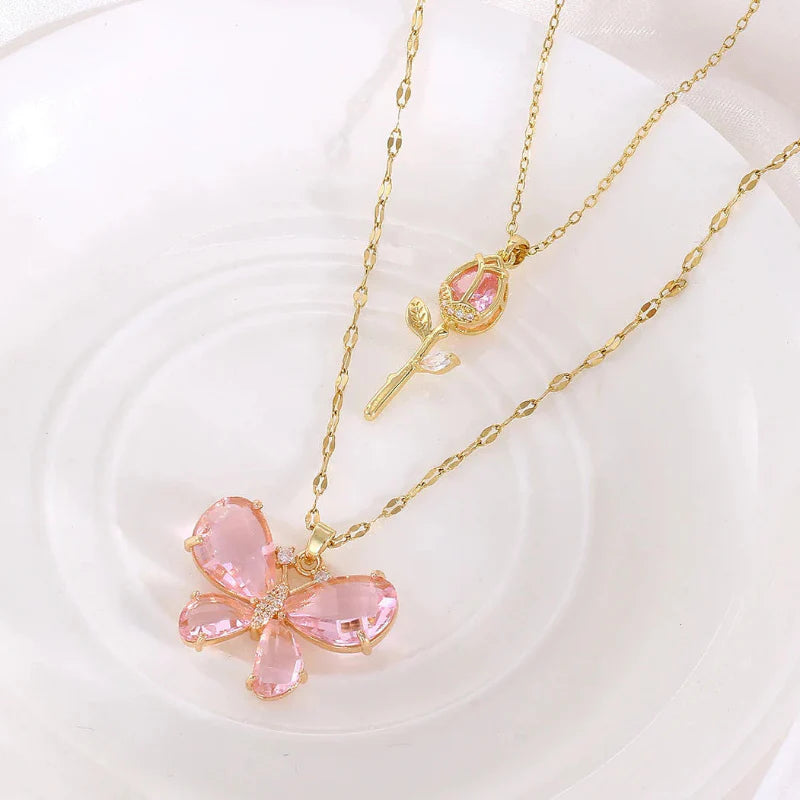 Butterfly Rose Necklace