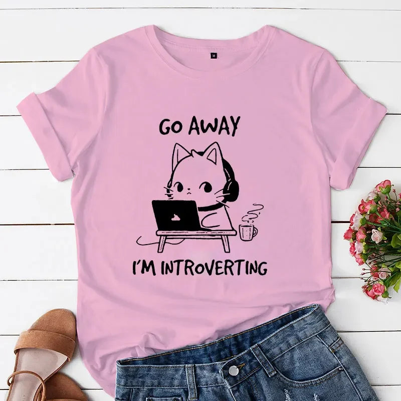 Go Away I'm Introverting Cat Graphic Tee
