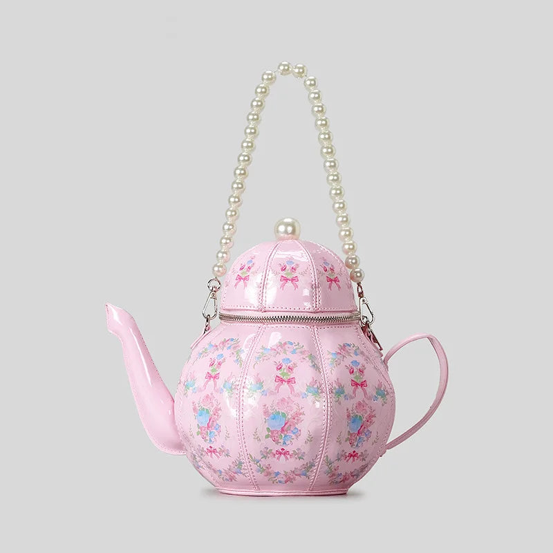 Tea Party Faux Pearl Strap Bag