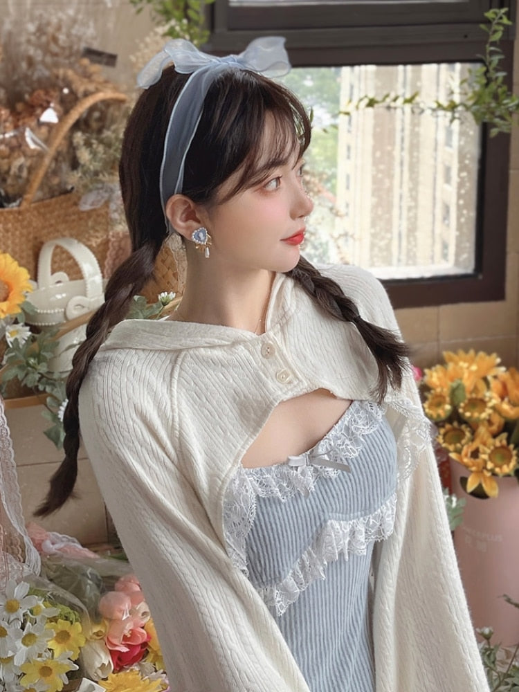 Lace Mini Dress & Cardigan Set