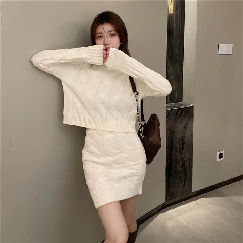 Twist Knit Sweater & Skirt Set