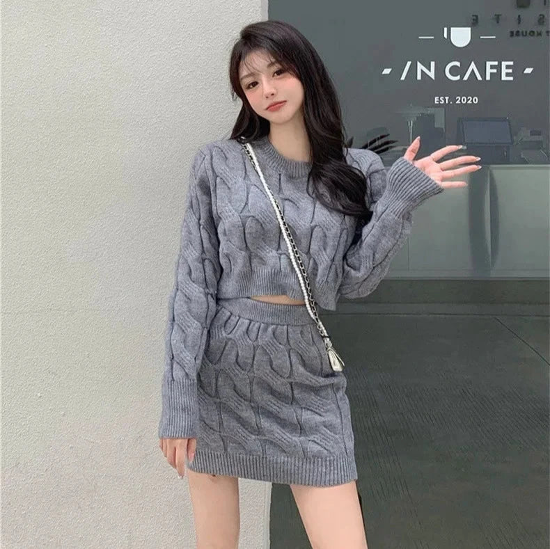 Twist Knit Sweater & Skirt Set