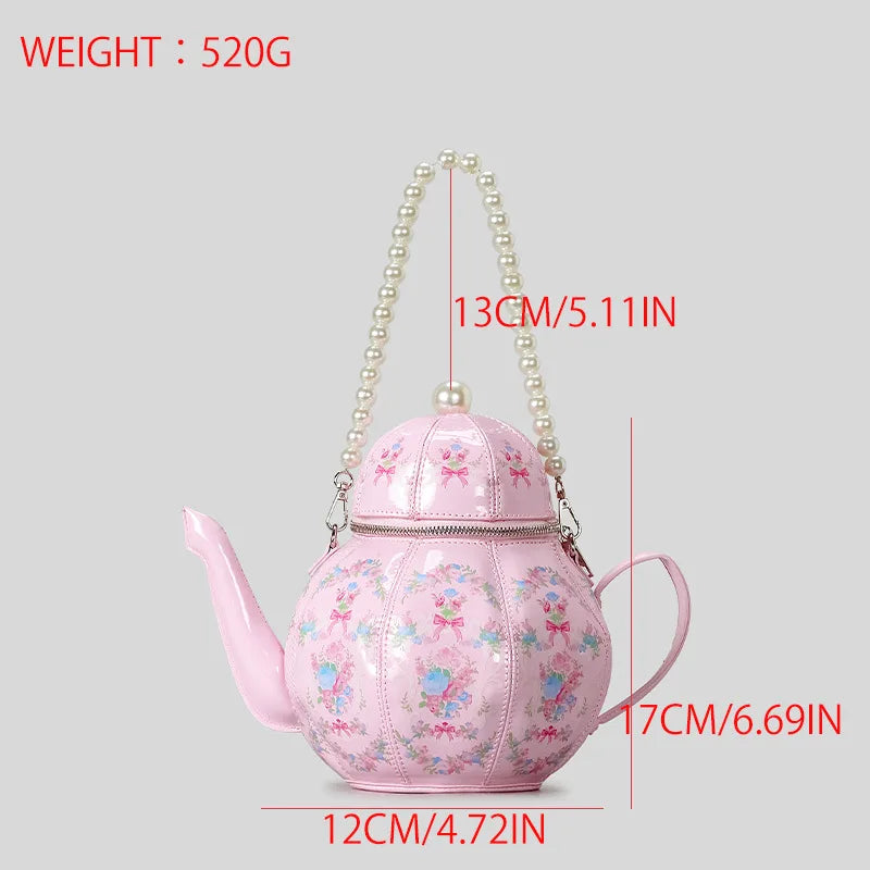Tea Party Faux Pearl Strap Bag