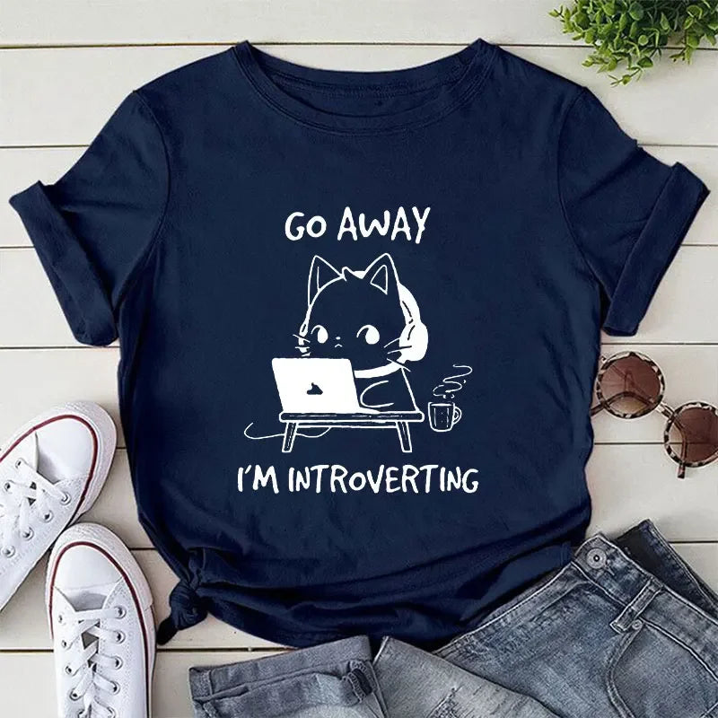 Go Away I'm Introverting Cat Graphic Tee
